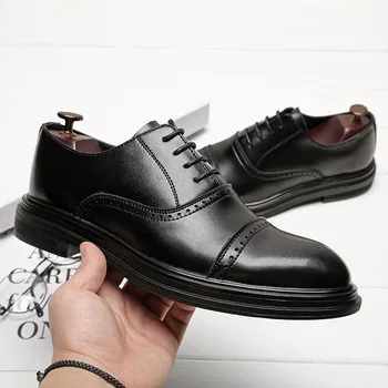 Noi De Înaltă Calitate Din Piele Barbati Pantofi Pantofi Dantela-Up Bullock Rochie De Afaceri Oxfords Barbati Pantofi De Sex Masculin Formale Pantofi M155