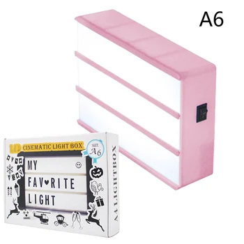 Noi DIY LED Combinație Caseta de Lumina de Noapte LampBLACK Litere Carduri Baterie AAA Alimentat Cinema Lightbox A6 Dimensiune