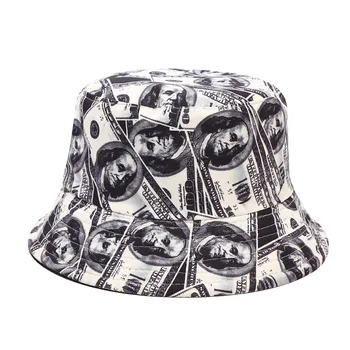 Noi Dolar Imprimare Bob Chapeau Streetwear Bărbați Găleată Pălării Două Reacții Reversibile Pescar Pălăria În Aer Liber Gorros Pescador Hip Hop Capac