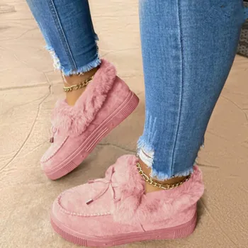 Noi Femeile de Iarnă de Bumbac, Pantofi de Pluș Cald Cizme de Zapada Doamnelor Casual Plat Cizme Scurte Culoare Solidă cu Blană Femei Feetwear WSH3789