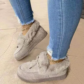 Noi Femeile de Iarnă de Bumbac, Pantofi de Pluș Cald Cizme de Zapada Doamnelor Casual Plat Cizme Scurte Culoare Solidă cu Blană Femei Feetwear WSH3789