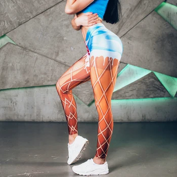 Noi Femeile Sport, Jambiere Inghetata Tipărite Sexy Rulează Strâns Pantaloni Push-Up Treninguri Femei Yoga Antrenament Sală De Gimnastică Elastic Pantaloni