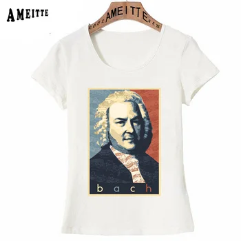 Noi Harajuku Femei T-shirt Johann Sebastian Bach Artist de Imprimare T-Shirt Amuzant Doamna Topuri Casual Hipster Rece Feminin Tees