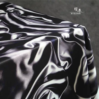 Noi Imprimate Tesatura de Bumbac strat de Aer Scuba Material Abstract alb-Negru gaura DIY Cheongsam Papusa Decor Costum de Designer Rochie Tesatura