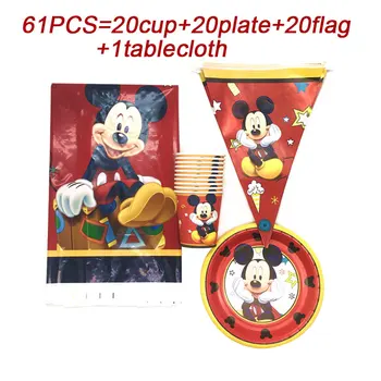 Noi Mickey Mouse Tema Decoratiuni Ziua De Nastere Pentru Copii Băiat Tacamuri De Unica Folosinta Set Farfurie De Hârtie Cupa Servetele Consumabile Partid De Masă