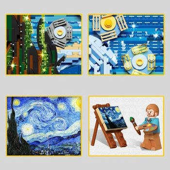 Noi MOC Noapte Înstelată Arta lui Van Gogh Pictura Blocuri Decor Acasă Colecție de Cărămizi Set Asamblat Jucarii pentru Copii Cadouri