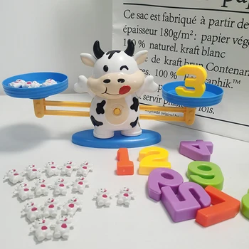 NOI Montessori Math Meci Jucarie Maimuta Vaca Scară de Echilibrare Preșcolar Numărul Echilibru de Jucării pentru Copii de Învățare de Învățământ Tabla de Joc Cadou