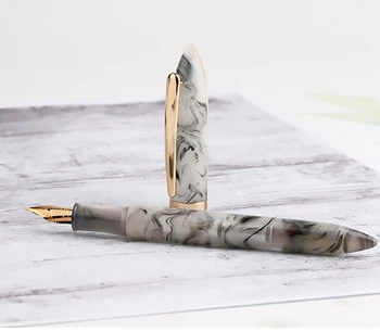 NOI Moonman Rășină Acrilică Stilou Iridium EF/F 0.38 / 0,5 mm Minunilor Gri de Scris Pixuri cu Cerneală de Aur Tăiați cu o Cutie-Cadou Set