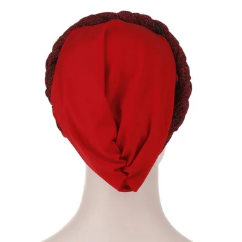 Noi Mătăsos Strălucitor Împletitură De Sârmă Turban Pălărie Femeile Islamice Interior Hijab Capace Văl Musulman Chimioterapie Headwrap Cap Accesorii De Par