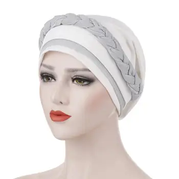 Noi Mătăsos Strălucitor Împletitură De Sârmă Turban Pălărie Femeile Islamice Interior Hijab Capace Văl Musulman Chimioterapie Headwrap Cap Accesorii De Par