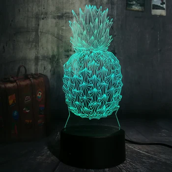 Noi Noutate 3D Ananas Ananas Lumina de Noapte LED 7 Culori Schimbare Acasă, Decor Camera Copii Copil de Dormit pentru Copii Lampa de Birou lămpi Festival