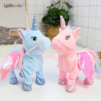 Noi Sosesc Paiete Jucarii Haioase Electrice De Mers Pe Jos Unicorn De Pluș Jucărie Animal De Pluș Jucărie Muzică Unicorn Cadouri De Crăciun Pentru Copii