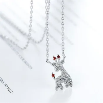 Noi Temperamet Drăguț Plin De Cristal Cerb De Argint 925 De Bijuterii De Moda Personalitate Crăciun Animal Coliere H463