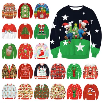 Noi Unisex Bărbați Femei 2019 Urât Pulover De Crăciun Pentru Sărbătorile De Moș Crăciun Elf De Crăciun Tipărite Noutate Toamna Iarna Bluze Haine