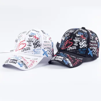Noi Unisex, Femei, Bărbați Pălării Reglabil Alb-Negru Imprimare Color Graffiti-potrivire Șapcă de Baseball Pentru barbati Femei