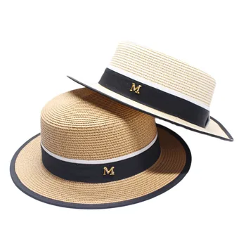 Noi Vara Părinte-copil Pălărie Plajă Feminin Casual Pălărie Panama Lady pentru Femei Brand margine Plat Bowknot Paie capac fete Palarie de Soare