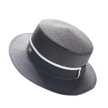 Noi Vara Părinte-copil Pălărie Plajă Feminin Casual Pălărie Panama Lady pentru Femei Brand margine Plat Bowknot Paie capac fete Palarie de Soare