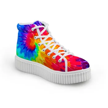 Noisydesigns Adolescenti Fete Cizme Glezna Amestecat Culori Imprimare Femei Platformă Plană Liane Înălțime Creșterea Canvas High Top Pantofi