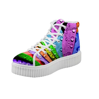 Noisydesigns Adolescenti Fete Cizme Glezna Amestecat Culori Imprimare Femei Platformă Plană Liane Înălțime Creșterea Canvas High Top Pantofi