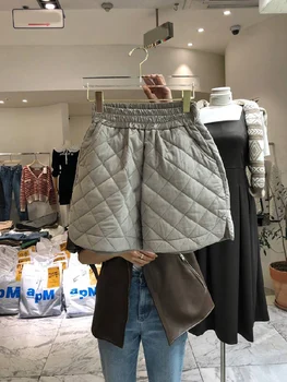 Nomikuma Femei pantaloni Scurți Iarna coreean Argyle Largi Picior Funduri 2020 Nou Stretch Talie Mare Scurt Pantalones Cortos De Mujer 6D539