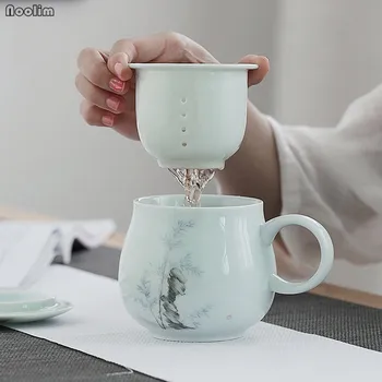 NOOLIM Jingdezhen Ceramică Ceașcă de ceai cu Capac si Filtru de Birou Cana de Apa Acasa Kung Fu Drinkware de Afaceri Cadou Tacamuri Set de Ceai