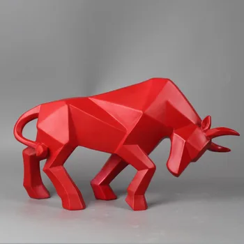 Nordic 3d Geometrice Abstracte Vaca Statui Artă Statuie Norocos Coridă Ornamente de Animale Rășină nordic decor acasă Figurine
