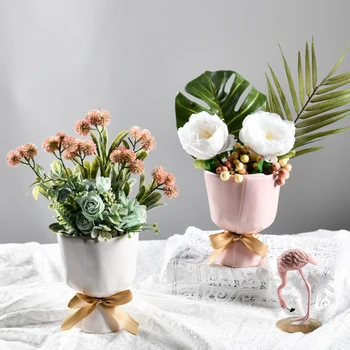 Nordic Creative Buchet Forma Ceramica Vaza De Simulare Aranjament Floral Modern Living Decorul Camerei Ornament Decora Accesorii