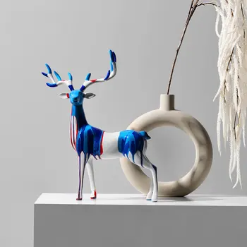 Nordic De Creatie Graffiti-Artă Cerb Sculptura Animal Statuie De Artă Modernă Figurina Ornament Decor Acasă Accesorii