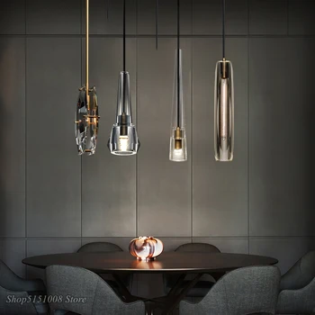 Nordic de Lux CONDUS de Cristal Pandantiv Lumini Living Modern Cupru Agățat Lampă de Noptieră Dormitor Sufragerie Suspenda Lampa de Prindere