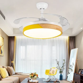 Nordic decor dormitor led camera de zi ventilator de tavan lumina lămpii restaurant, sala de mese ventilatoare de tavan cu lumini de control de la distanță