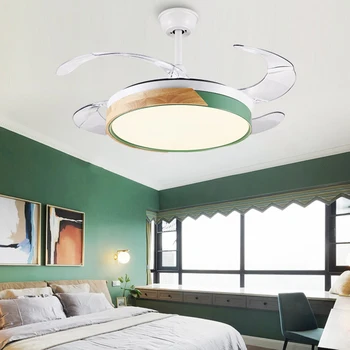 Nordic decor dormitor led camera de zi ventilator de tavan lumina lămpii restaurant, sala de mese ventilatoare de tavan cu lumini de control de la distanță