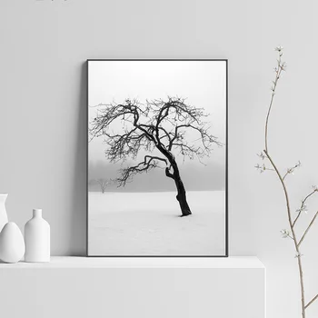 Nordic Decor Imagine Scandinave Poster Negru Copac Peisaj Alb De Perete De Arta De Imprimare Panza De Pictura Moderna Decor Acasă
