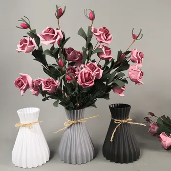 Nordic din Plastic Vase de Decor Pentru Casa Noua Talie Vaza Meserii Moderne Cachepot Pentru Flori Anti-ceramice Ghiveci de Flori, Vase Decorative