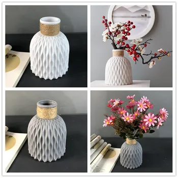 Nordic din Plastic Vase de Decor Pentru Casa Noua Talie Vaza Meserii Moderne Cachepot Pentru Flori Anti-ceramice Ghiveci de Flori, Vase Decorative