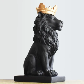 Nordic Frumos Coroana Leu Rășină Statui Ornament Decor Acasă Meserii Mascota Birou Modern Desktop Figurine Sculpturi De Artă
