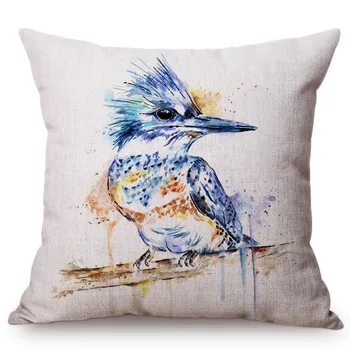 Nordic Galerie De Artă Acuarelă Păsări De Imprimare Decorațiuni Interioare Perna Drăguț Albastru Jay Bird Pițigoi Zână Sparrow Canapea Pernă Acoperă