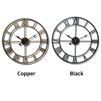 Nordic Metal Numeral Roman Ceasuri De Perete Retro Fier De Artă Aur Negru De Mare Agățat Ornament, Decor Acasă Mare Ceas De Perete Grădină