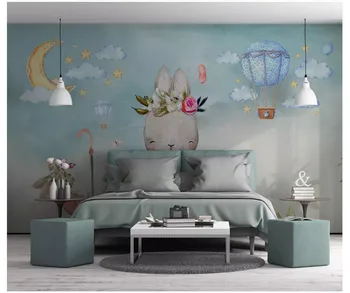 Nordic minimalist mână-pictat de personalitate tapet bunny balon camera copiilor fundal gazete de perete decor acasă