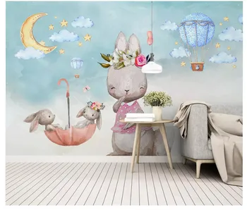 Nordic minimalist mână-pictat de personalitate tapet bunny balon camera copiilor fundal gazete de perete decor acasă