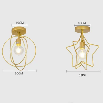 Nordic minimalist, retro fier star plafon lampă de economisire a energiei decor acasă instala cu ușurință în formă de inimă luminos lampă de plafon