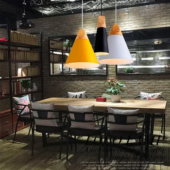 Nordic moderne macaron combinație de lemn lampă de pandantiv loft restaurant cafenea decor pandantiv lumina dormitor noptieră cu lampă de agățat
