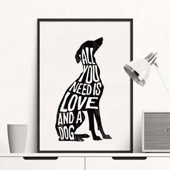 Nordic Panza Pictura Negru Câine Alb Rezumat Poster De Perete De Arta De Imprimare Imagine Scrisoare De Dragoste Living Home Decor Pictura