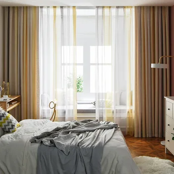 Nordic Perdele pentru Camera de zi Dormitor Bej Gradient de Bumbac și Lenjerie Amestecate Perdele Opace Produs Finit Personalizare