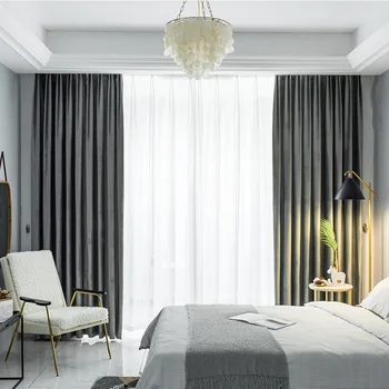 Nordic Perdele pentru Living Dining Dormitor Modern Simplu Ins Vânt de Lux Lumina Cortina de Catifea Produs Finit Personalizare