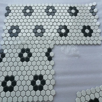 Nordic Portelan Mat Lucios Hexagon Alb Negru mozaic Ceramic tile backsplash baie piscină perete gresie 23 mm