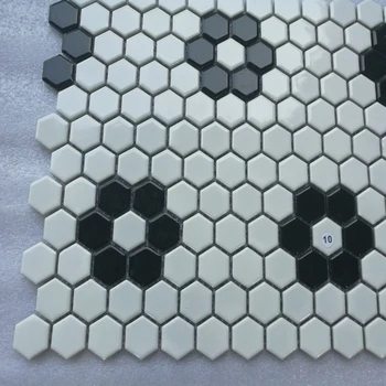 Nordic Portelan Mat Lucios Hexagon Alb Negru mozaic Ceramic tile backsplash baie piscină perete gresie 23 mm