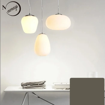 Nordic simlpe alb lăptos lumini pandantiv E27 sticla singură lampă de cap pentru living dining dormitor noptieră restaurant cafe-bar