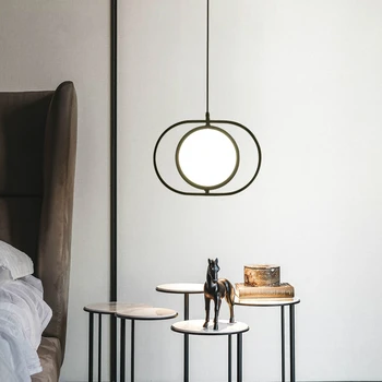 Nordic simplitate Negru LED lumini pandantiv Acrilic Singur Cap lampă de agățat Fier dormitor corpuri de iluminat restaurant noptiera corpuri
