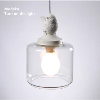 Nordic Simplu art decor Acasă lumina restaurant, bar lumina camera Copiilor Cafe 1 cap de dus sticlă pasăre Mică lampă de Pandantiv