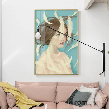 NordicComic fata Panza Pene de Pasăre Poster de Imprimare femei Moderne Femei de Perete de Arta Pictura pentru Camera de zi Dormitor Fată Anime Cuadros